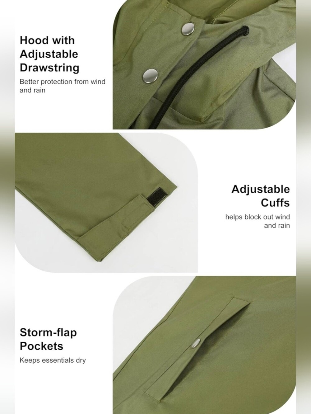 NIB Orolay Raincoat W/ Hood Waterproof Lightweight Windbreaker Jacket XXL Hiking - Picture 6 of 9